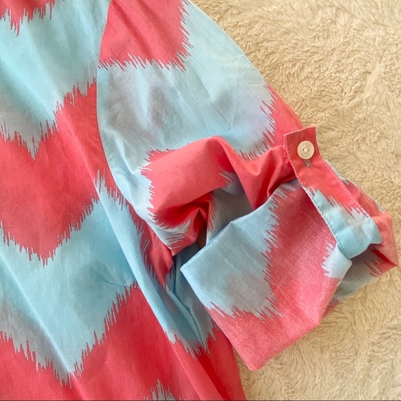J.McLaughlin blue coral chevron tunic top cotton XS - Picture 7 of 9